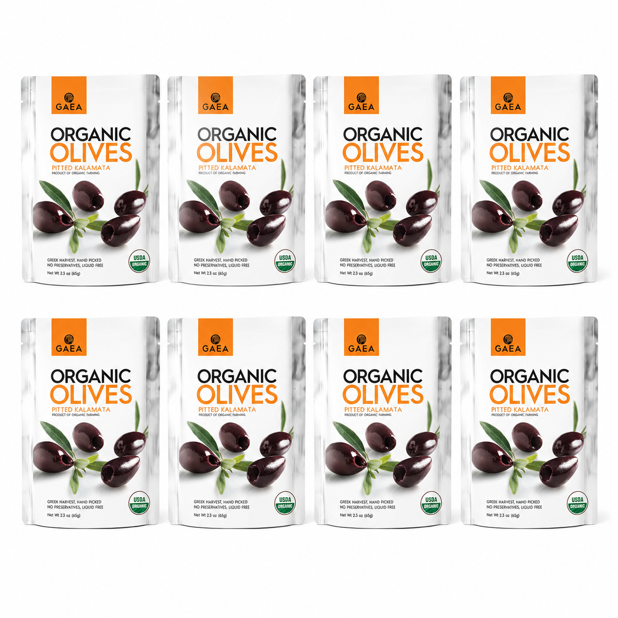 Gaea Organic Snack Pack Pitted Kalamata Olives with Sea Salt and Vinegar 2.3 oz Gaea